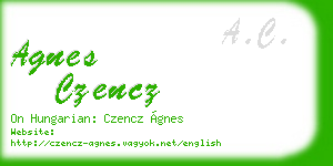 agnes czencz business card